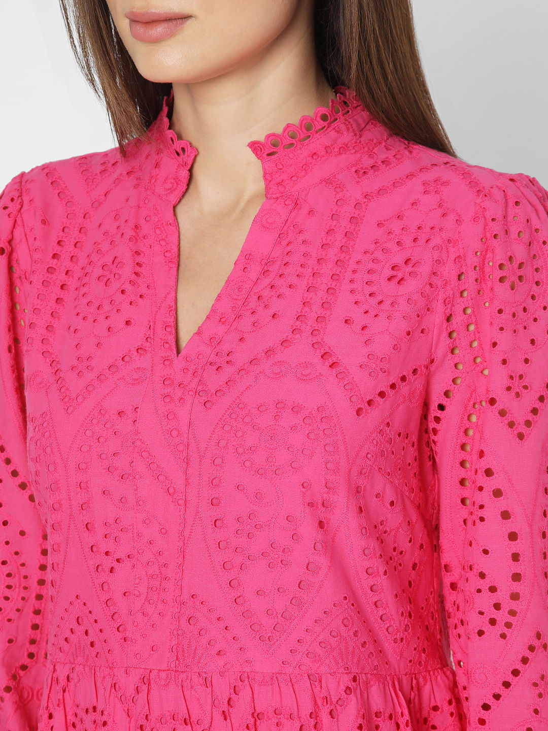 Pink Schiffli Fit & Flare Dress