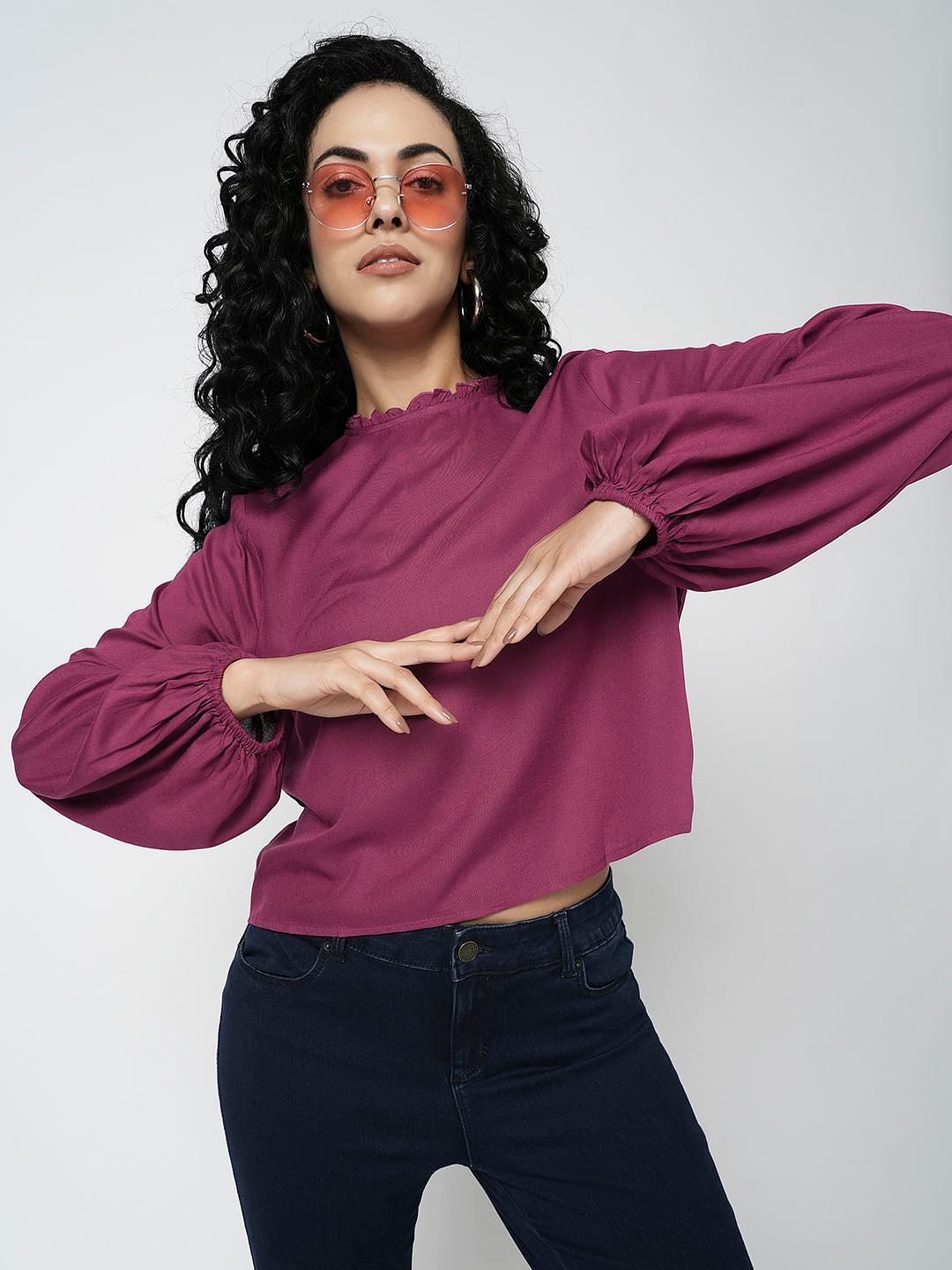 I.Scenery By Vero Moda Pink Full Sleeves Top