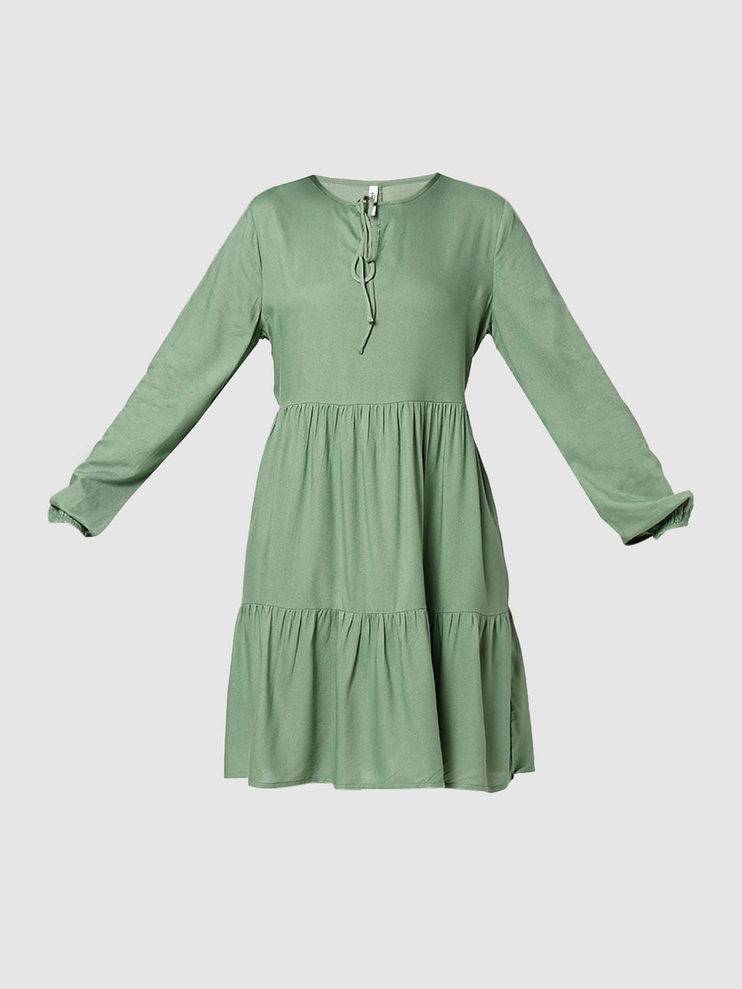 I.Scenery By Vero Moda Green Tiered Dress