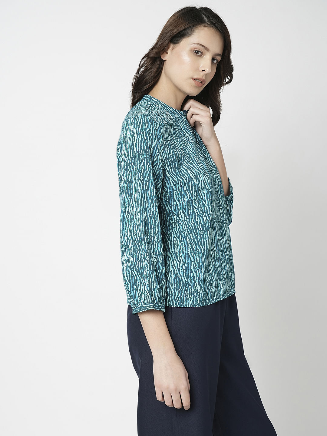 I.Scenery By Vero Moda Green Printed Top