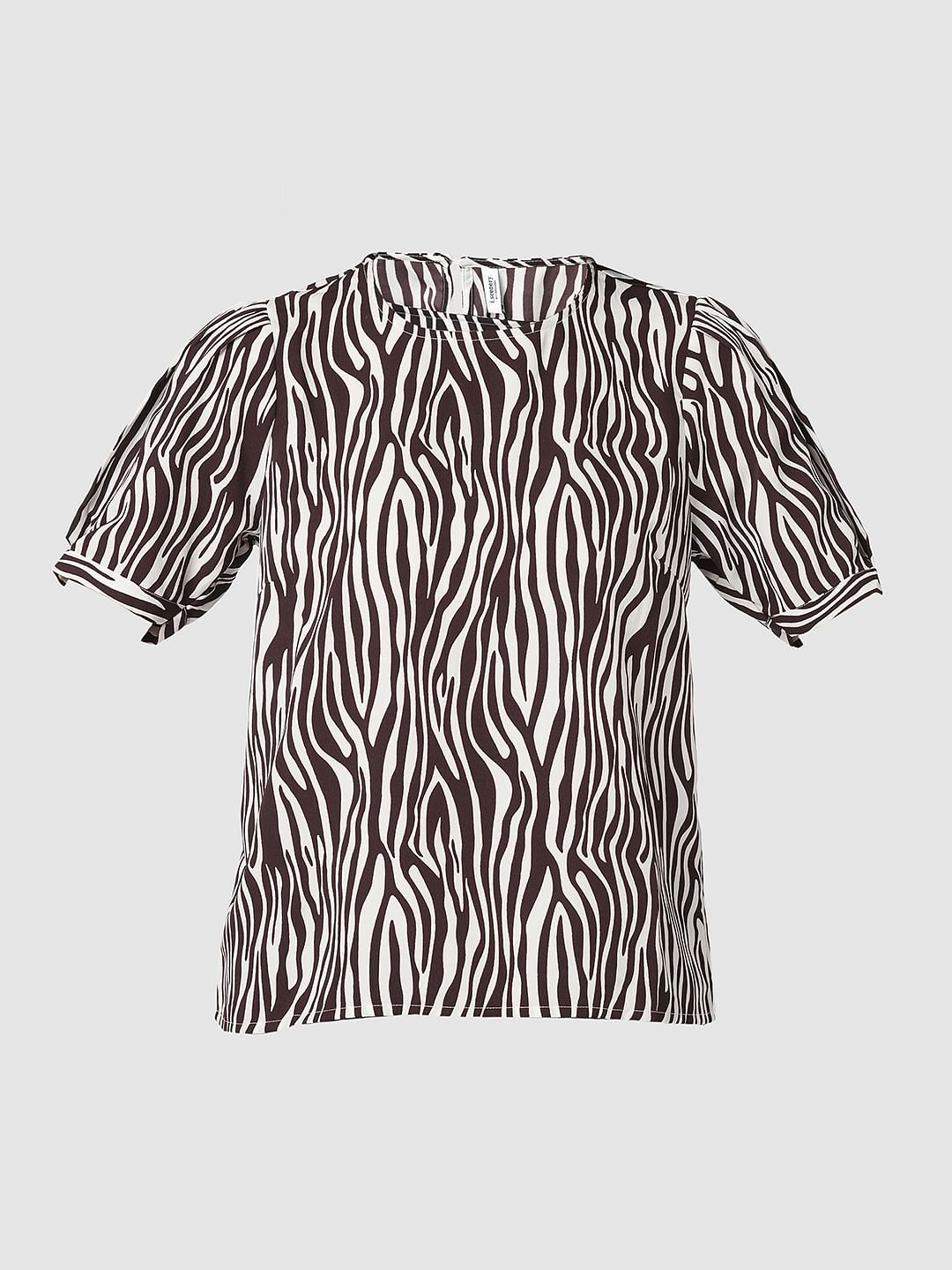 I.Scenery By Vero Moda Brown & White Printed Top