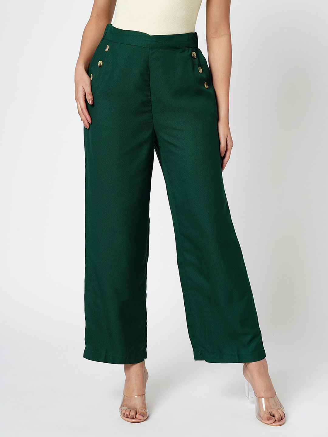 I.Scenery By Vero Moda Green High Rise Pants
