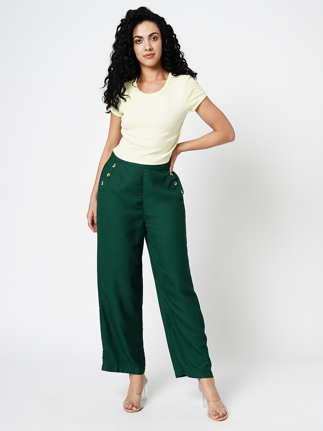I.Scenery By Vero Moda Green High Rise Pants