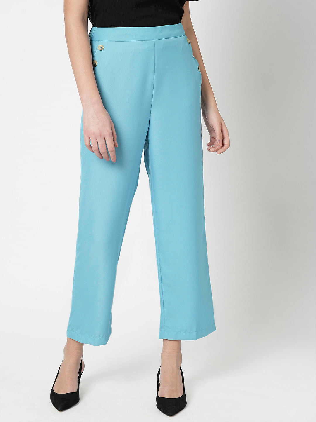 I.Scenery By Vero Moda Blue High Rise Slip On Pants