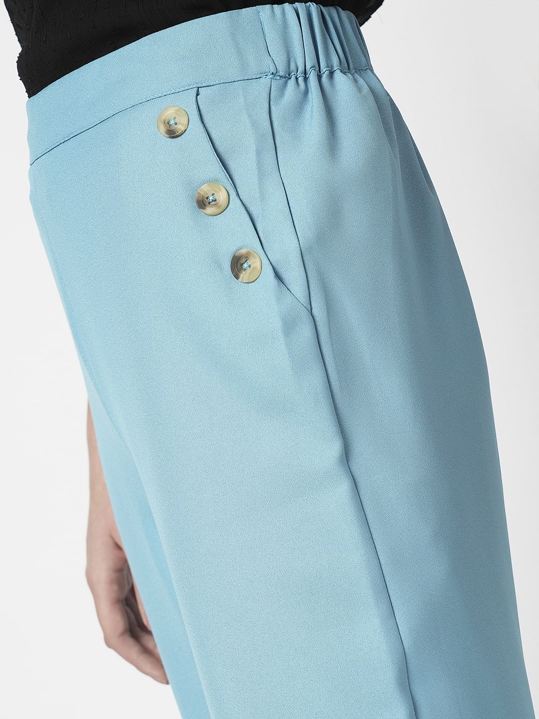 I.Scenery By Vero Moda Blue High Rise Slip On Pants