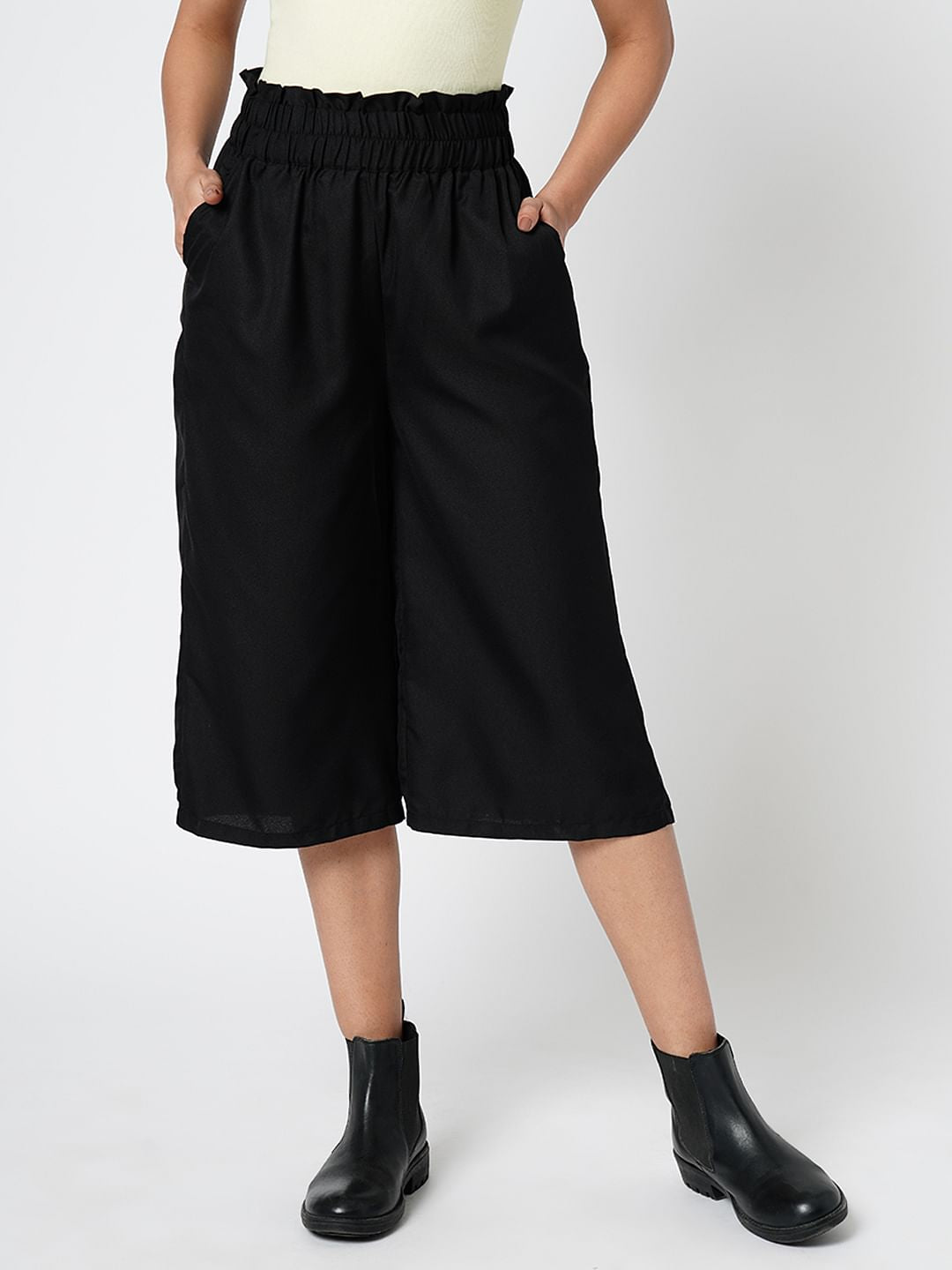 I.Scenery By Vero Moda Black High Rise Culottes