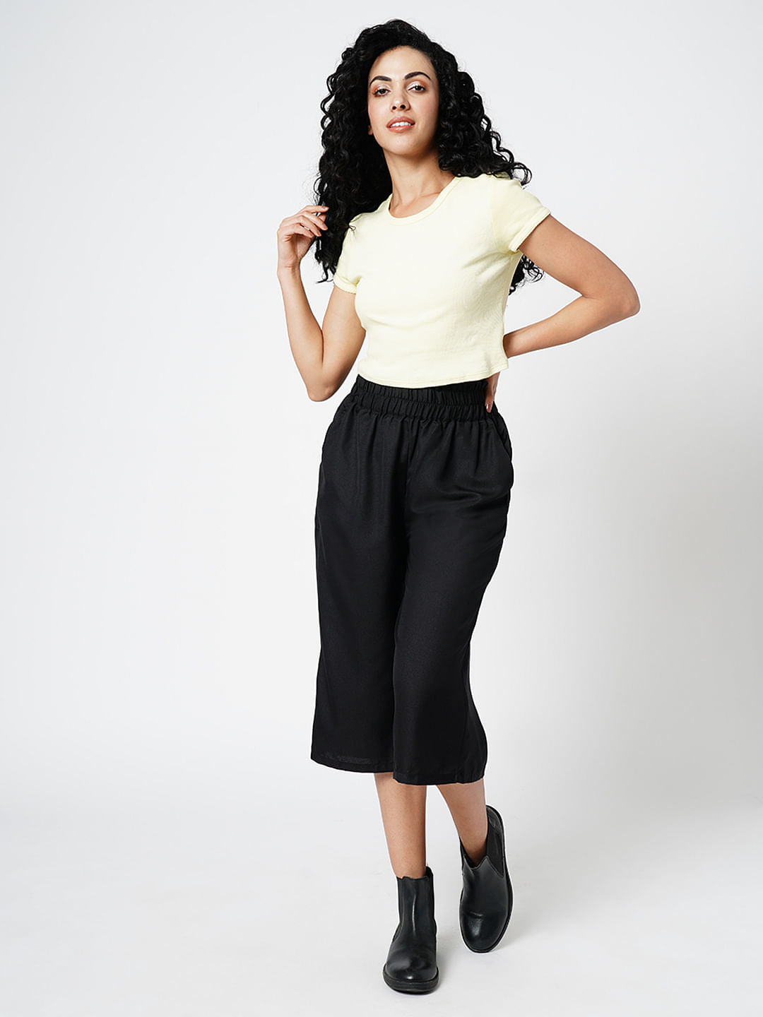 I.Scenery By Vero Moda Black High Rise Culottes