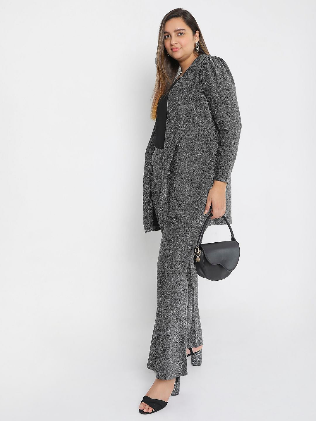 Curve Grey Lurex Co-Ord Blazer