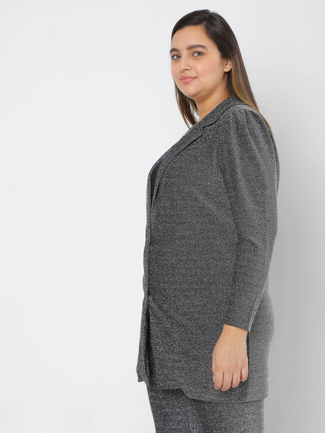 Curve Grey Lurex Co-Ord Blazer
