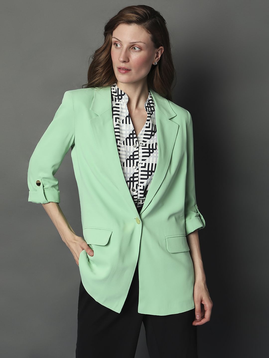 Light Green Semi-Formal Blazer