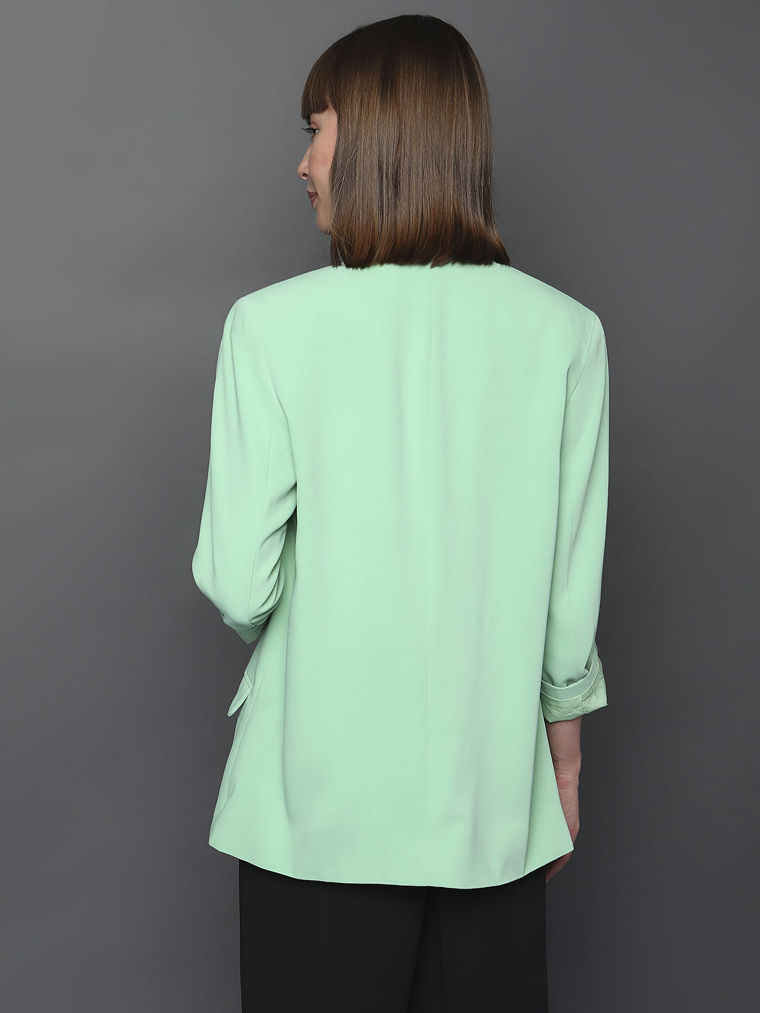 Light Green Front Open Blazer