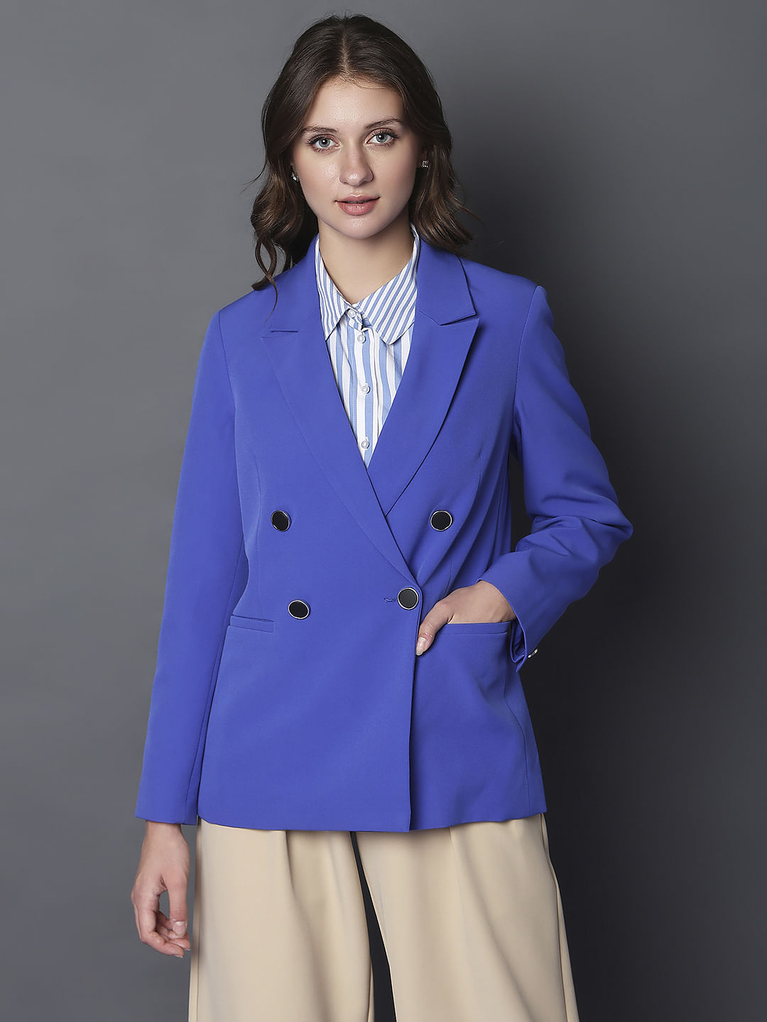 Blue Double Breasted Blazer