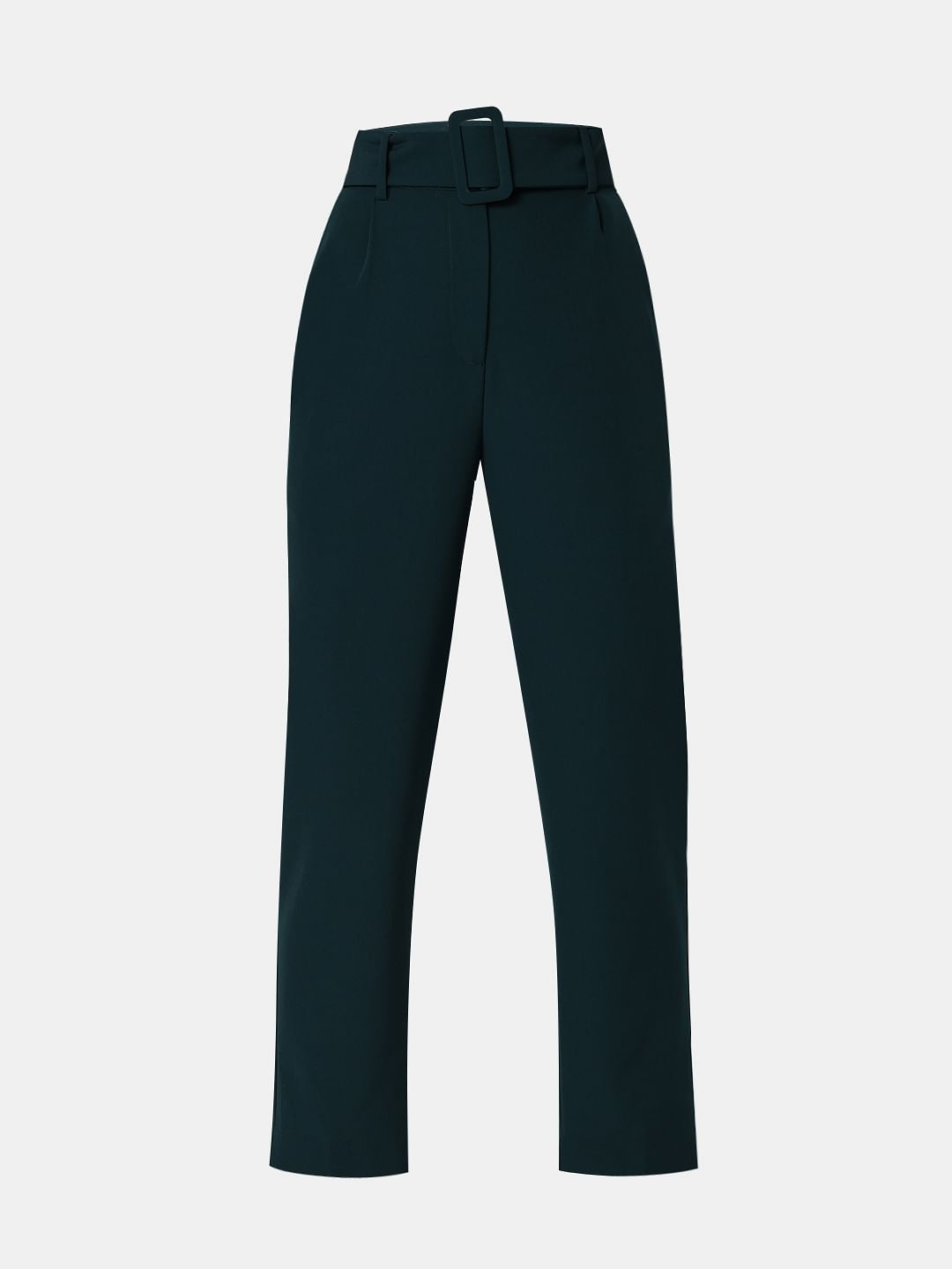 Green High Rise Straight Fit Pants