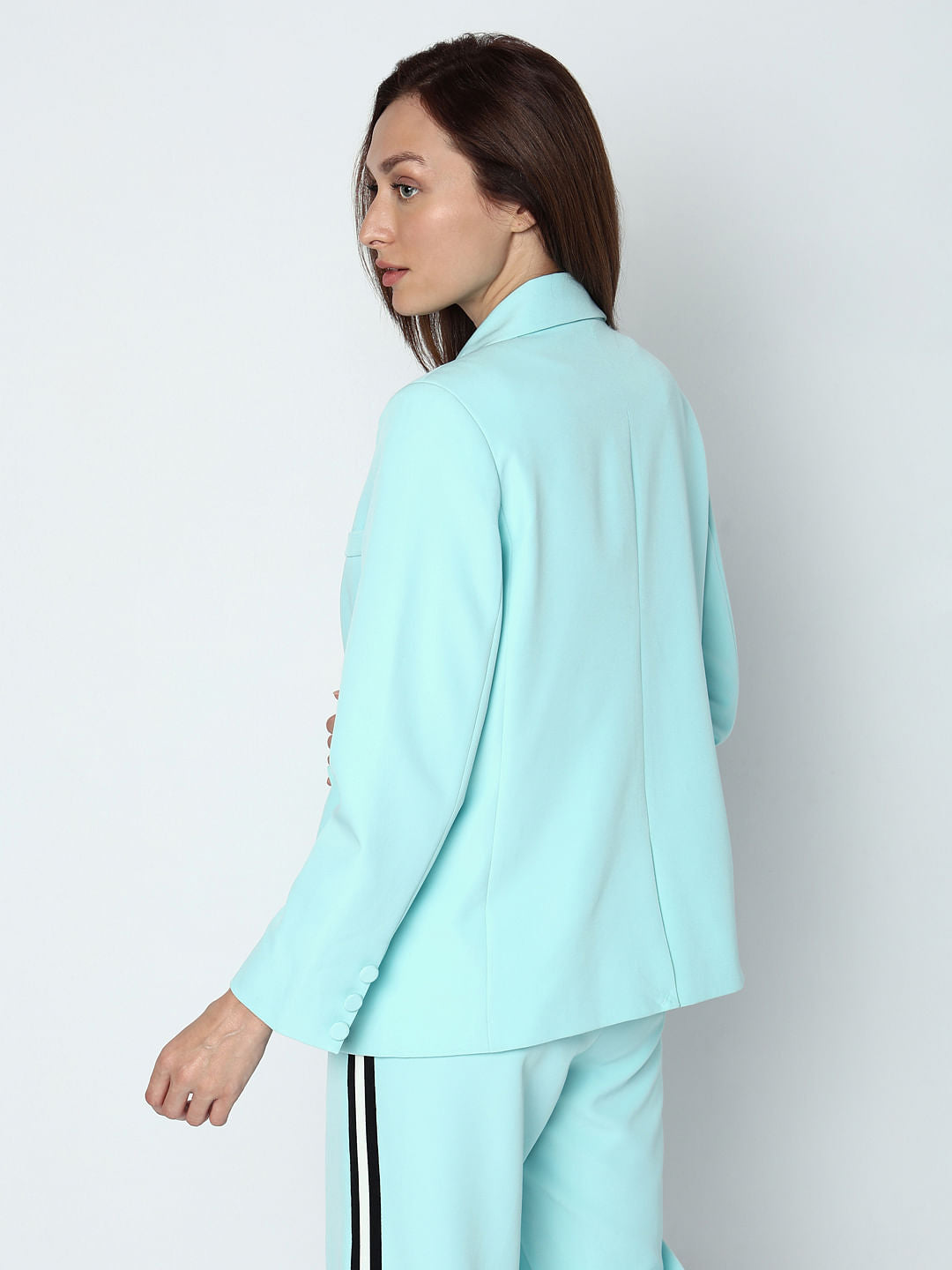 Sky Blue Single Button Blazer