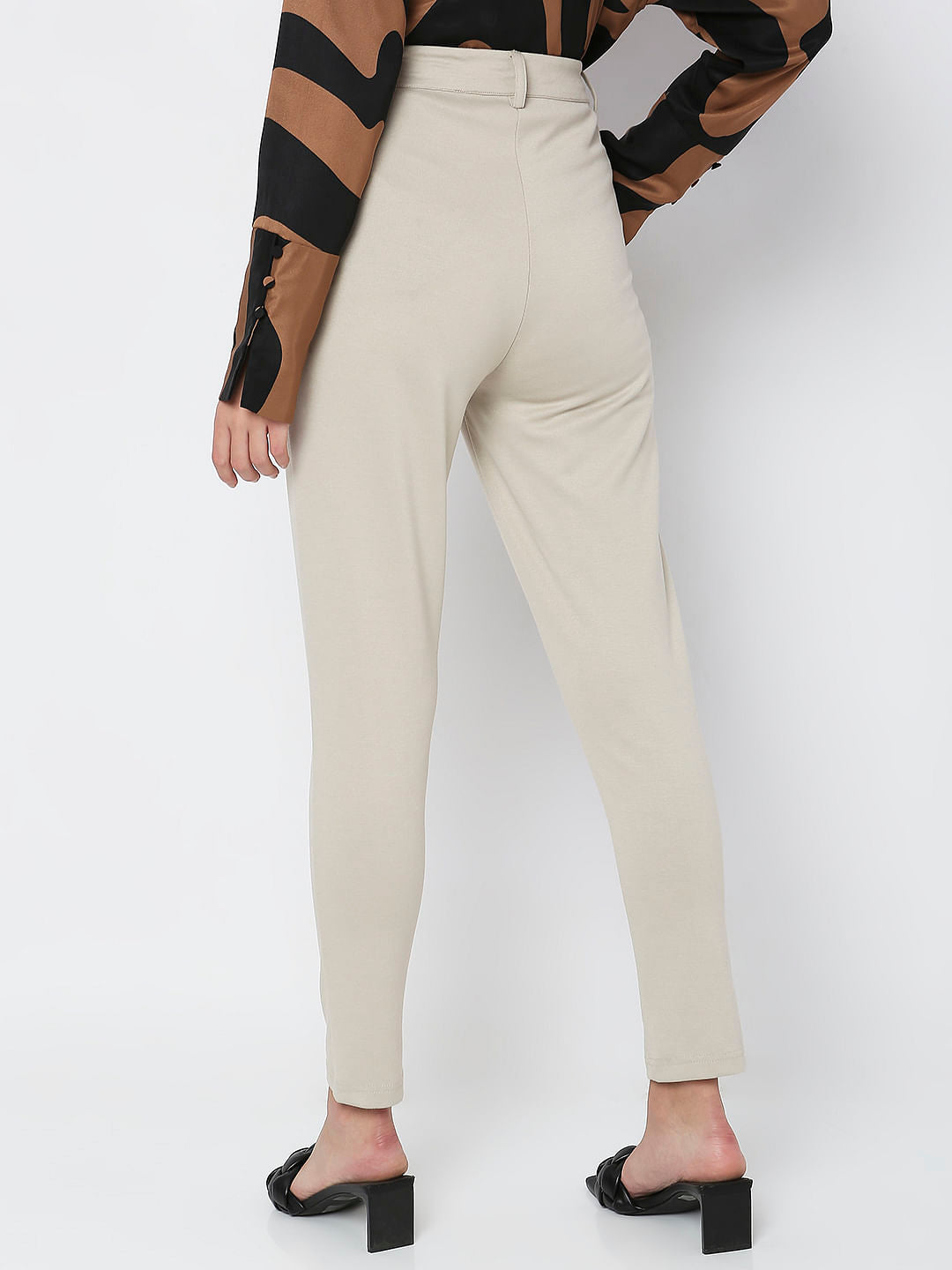 Beige Mid Rise Skinny Fit Co-Ord Set Trousers