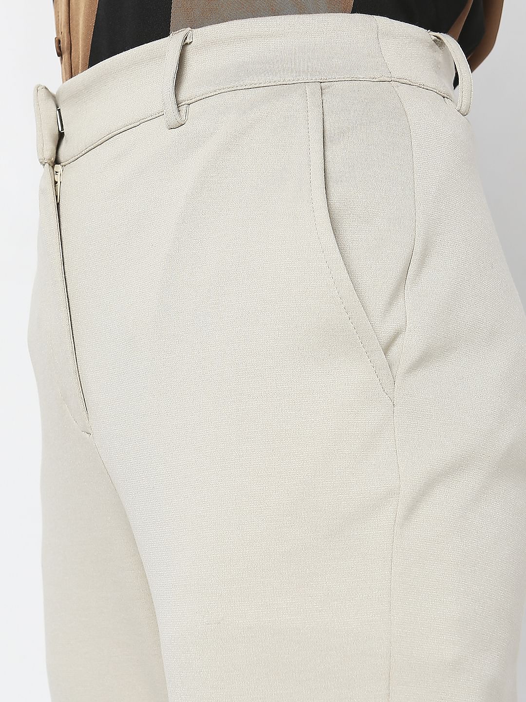 Beige Mid Rise Skinny Fit Co-Ord Set Trousers