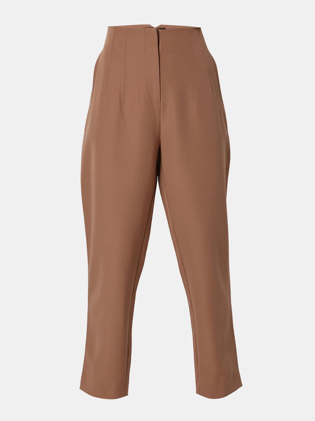 Beige High Rise Straight Fit Co-Ord Set Pants