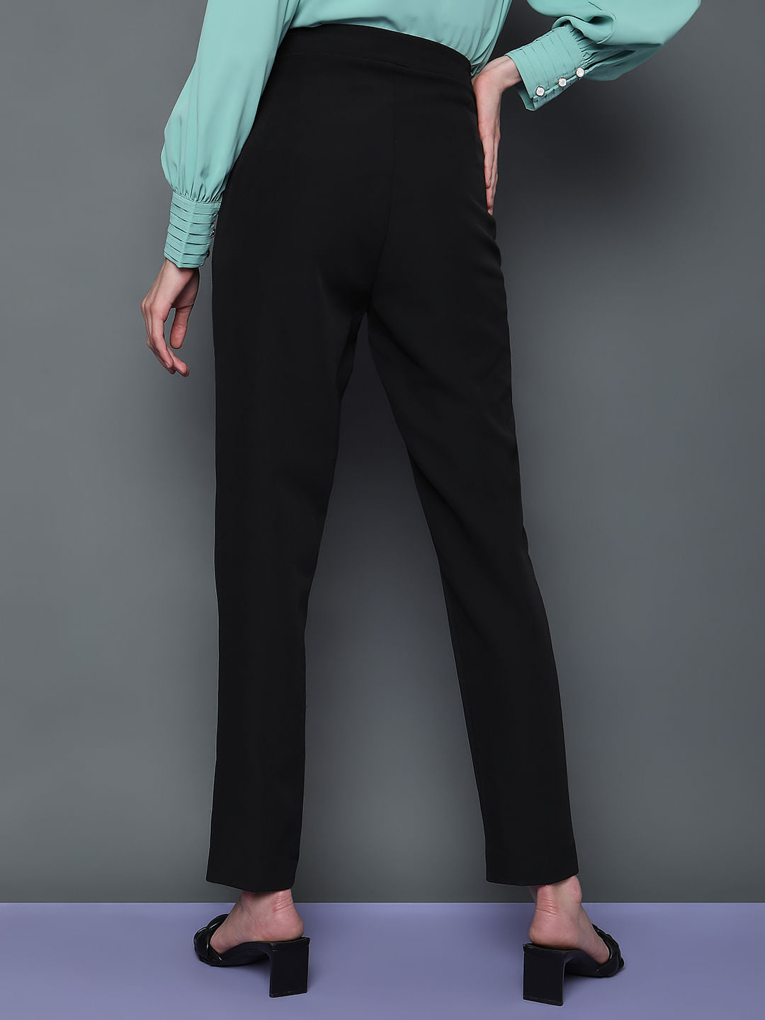 Black High Rise Slim Fit Pants
