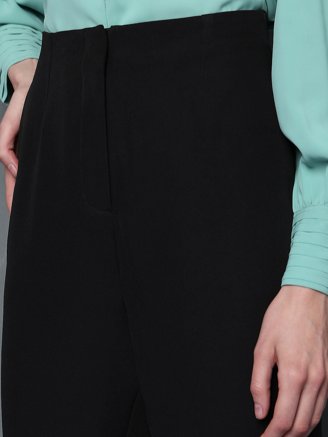 Black High Rise Slim Fit Pants