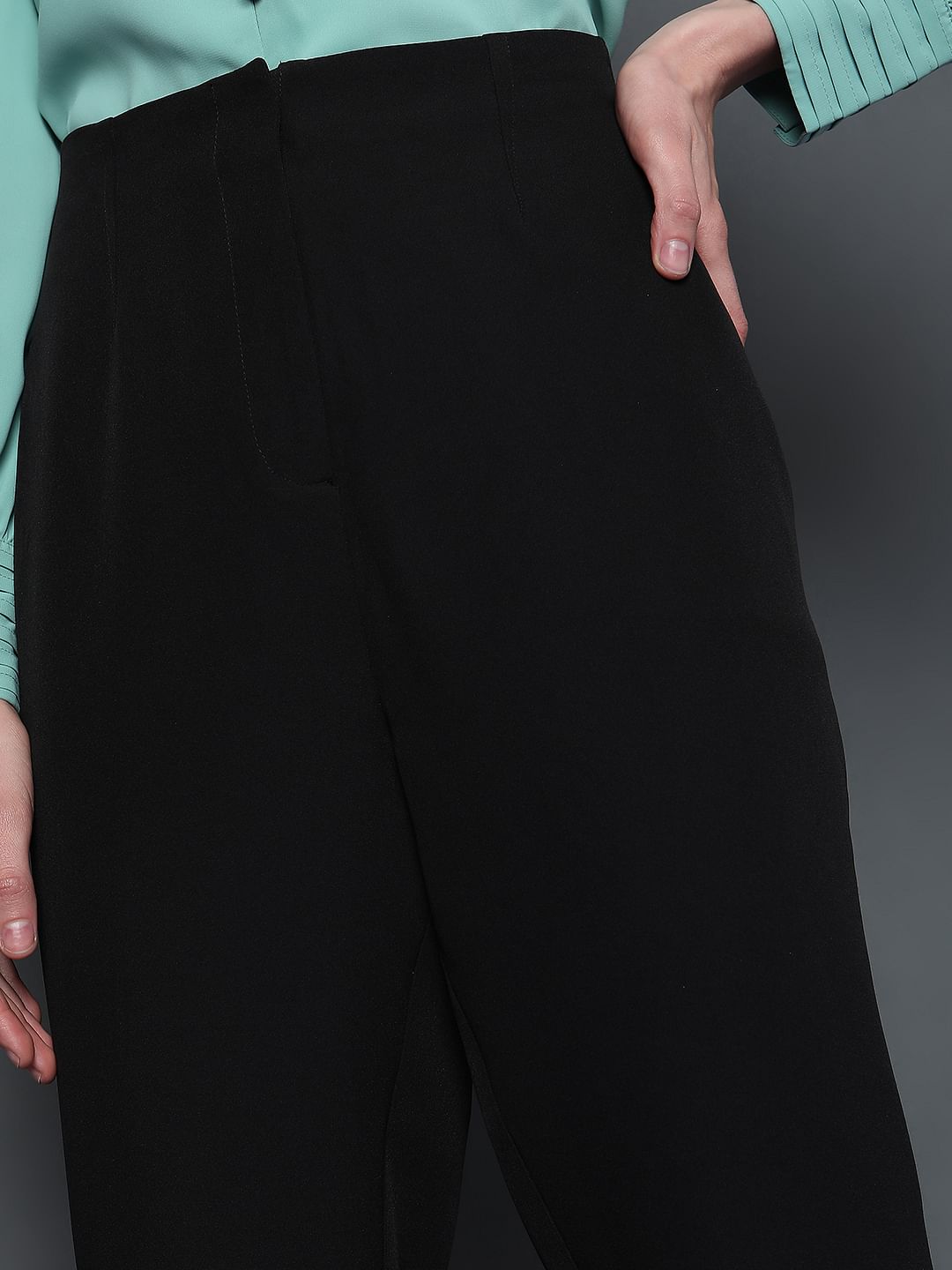 Black High Rise Slim Fit Pants