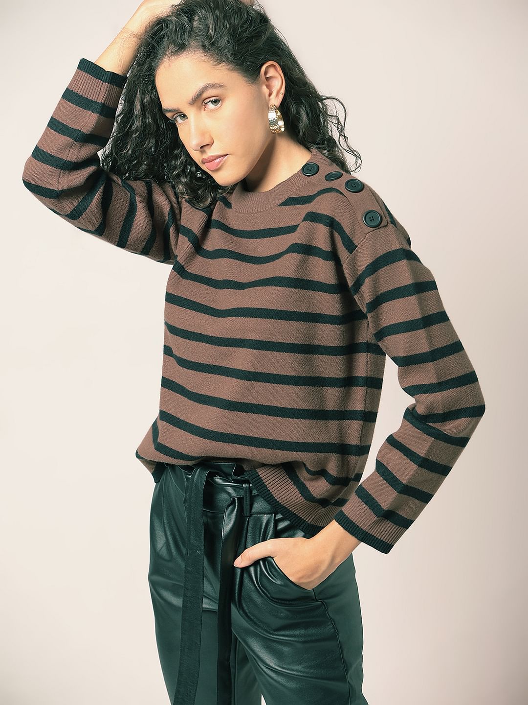 Brown Striped Pullover
