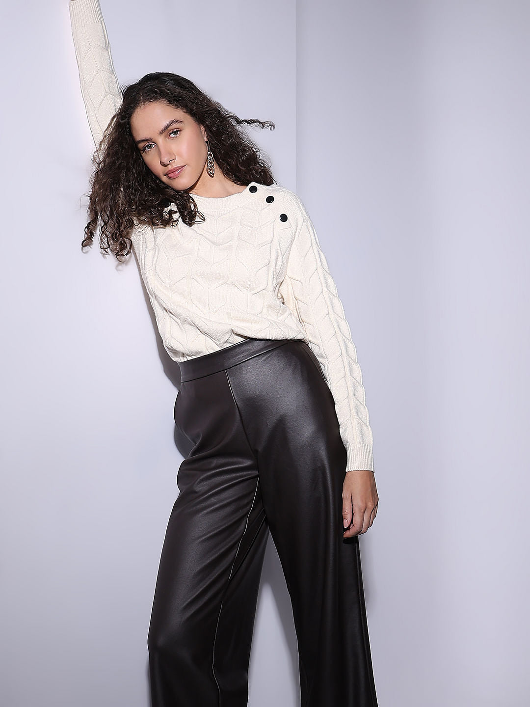 Ecru Raglan Knitted Pullover