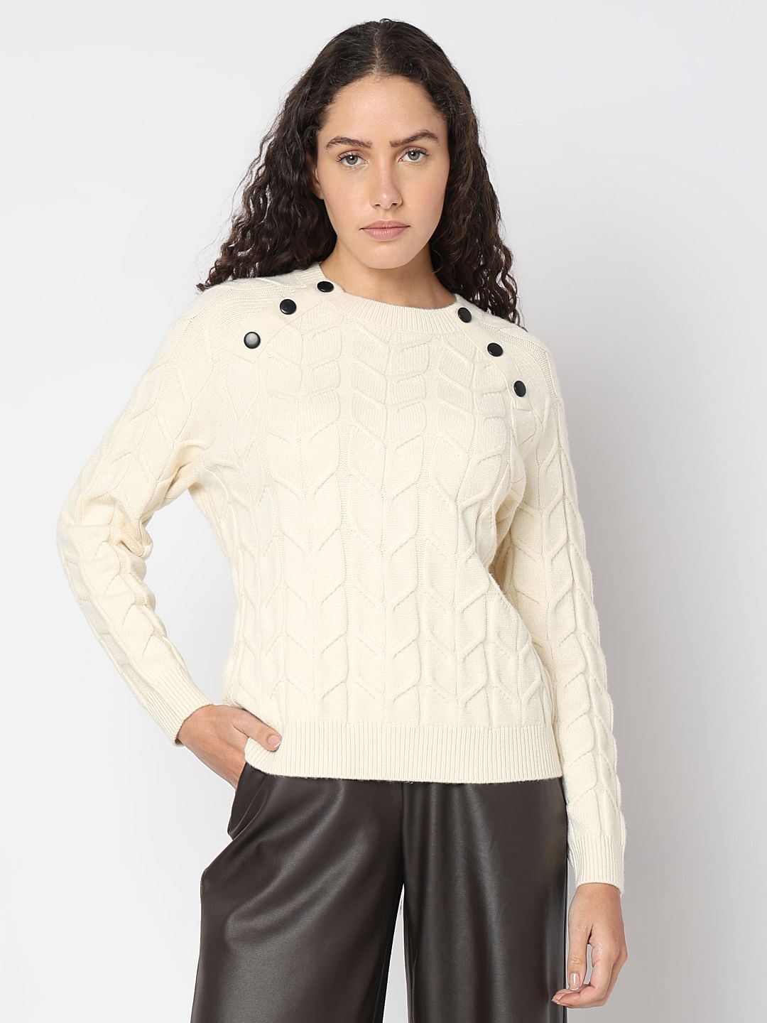 Ecru Raglan Knitted Pullover