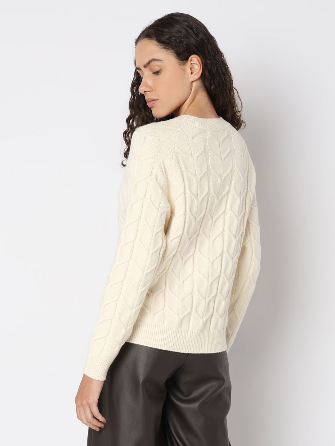 Ecru Raglan Knitted Pullover