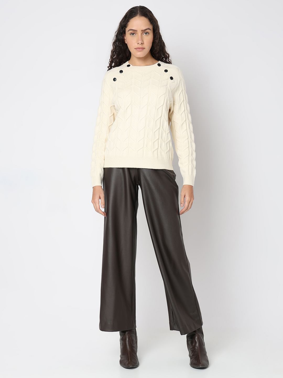 Ecru Raglan Knitted Pullover