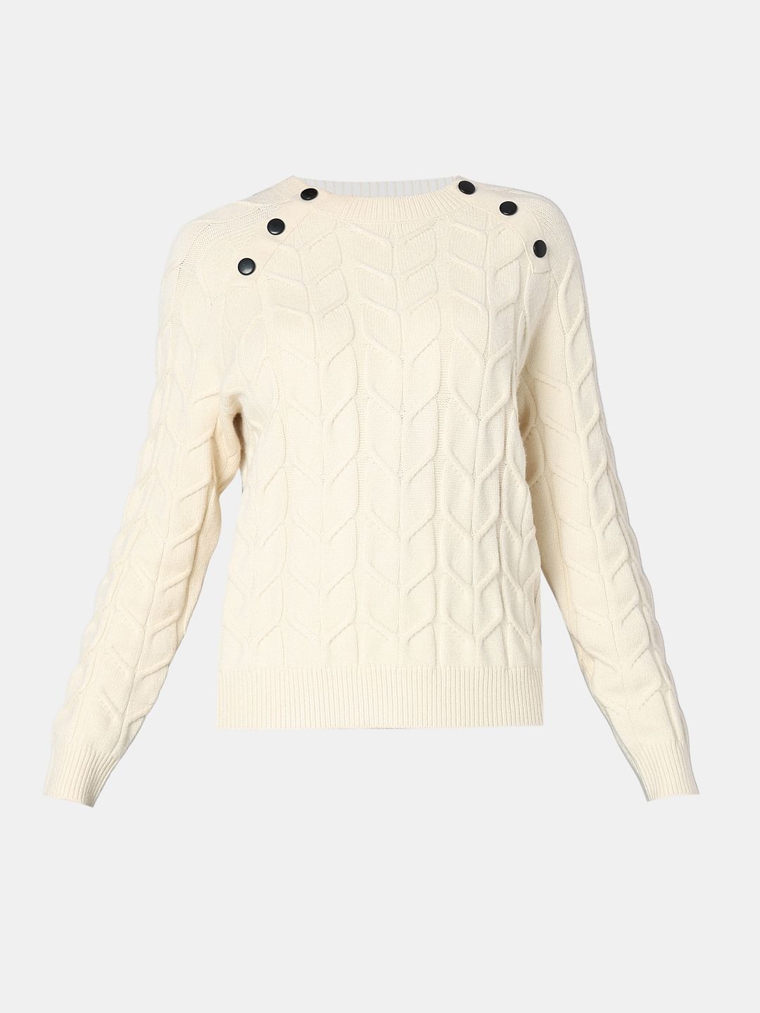 Ecru Raglan Knitted Pullover
