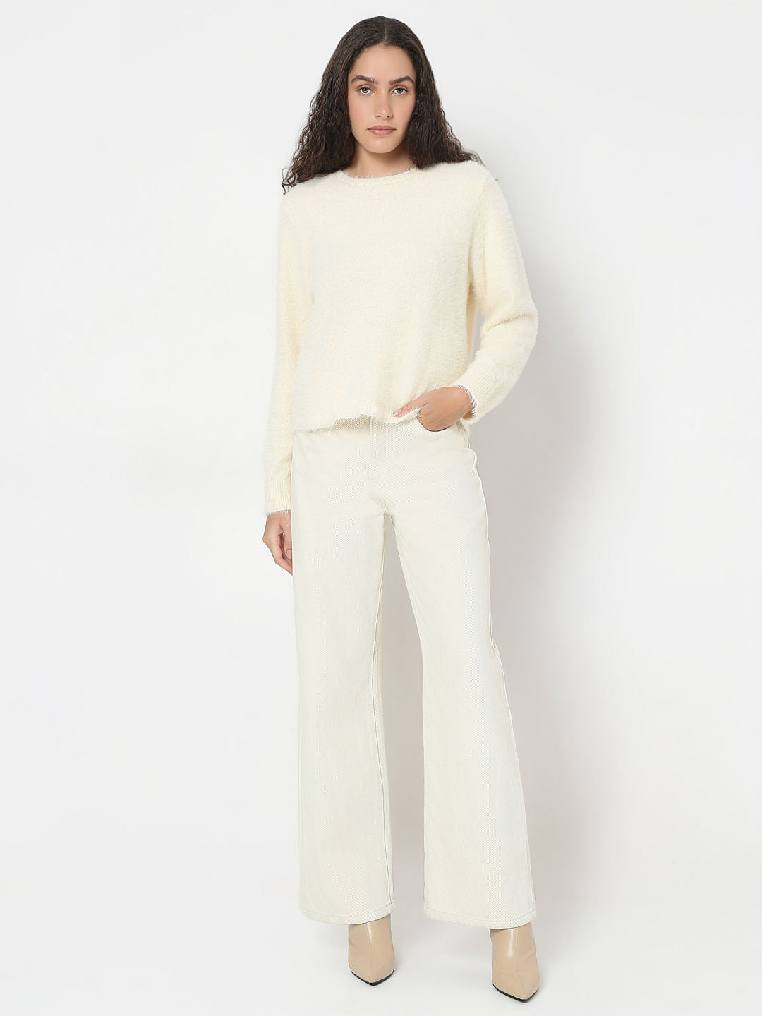 Beige Long Sleeve Pullover