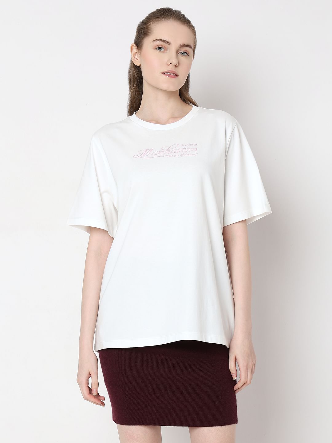 White Text Print Organic Cotton T-Shirt