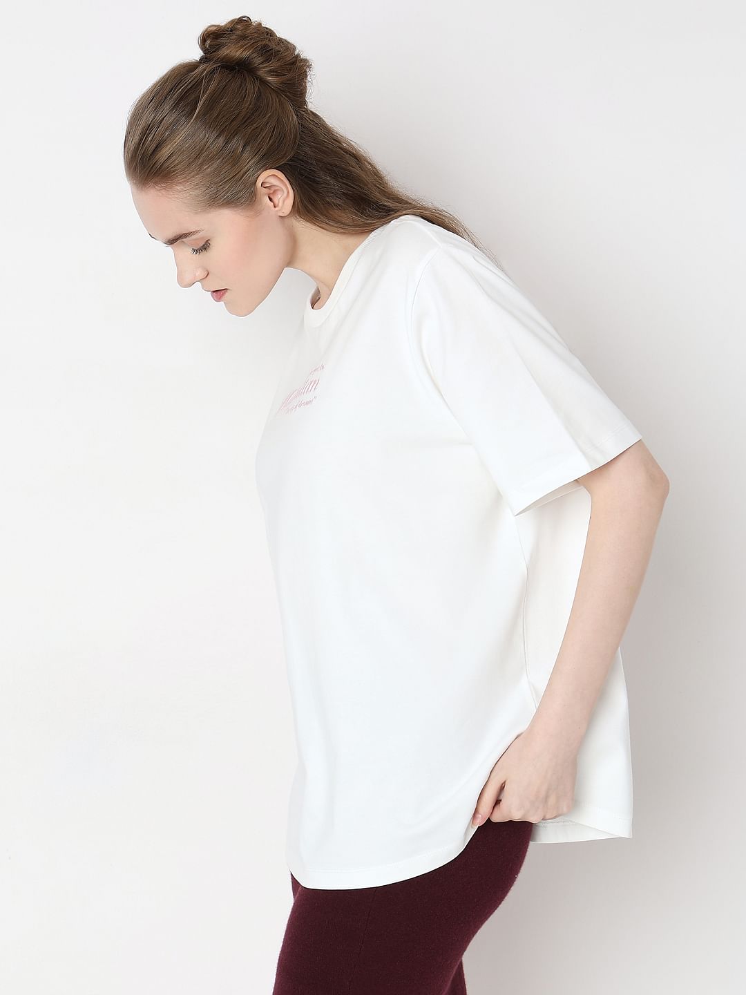 White Text Print Organic Cotton T-Shirt