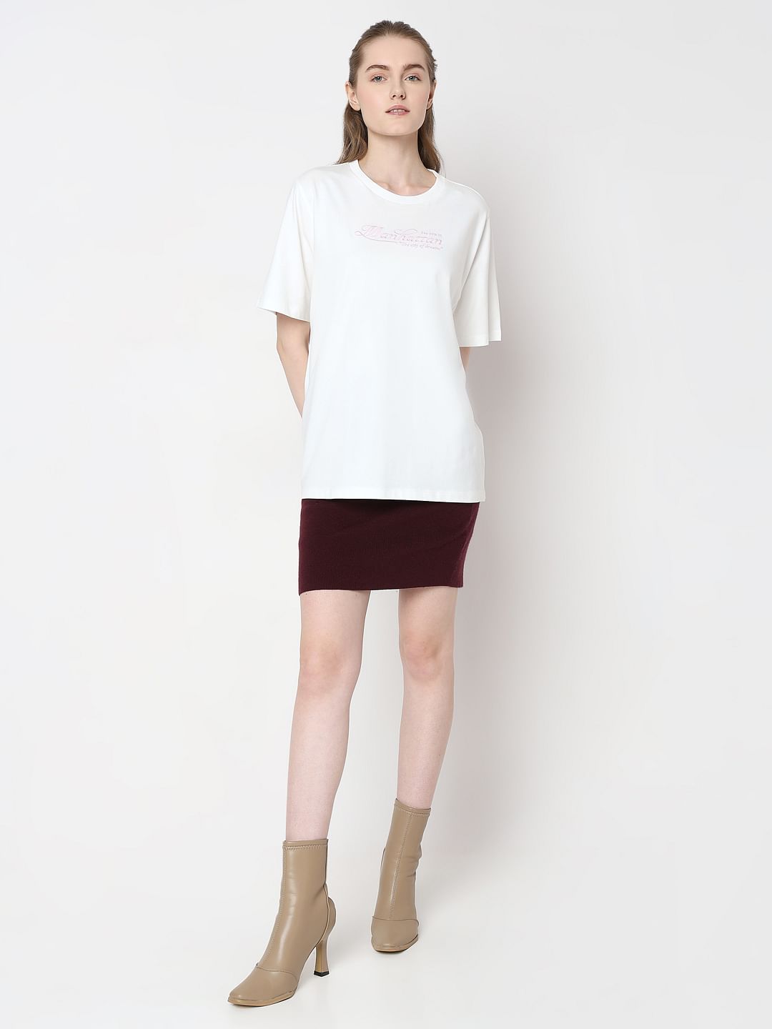 White Text Print Organic Cotton T-Shirt