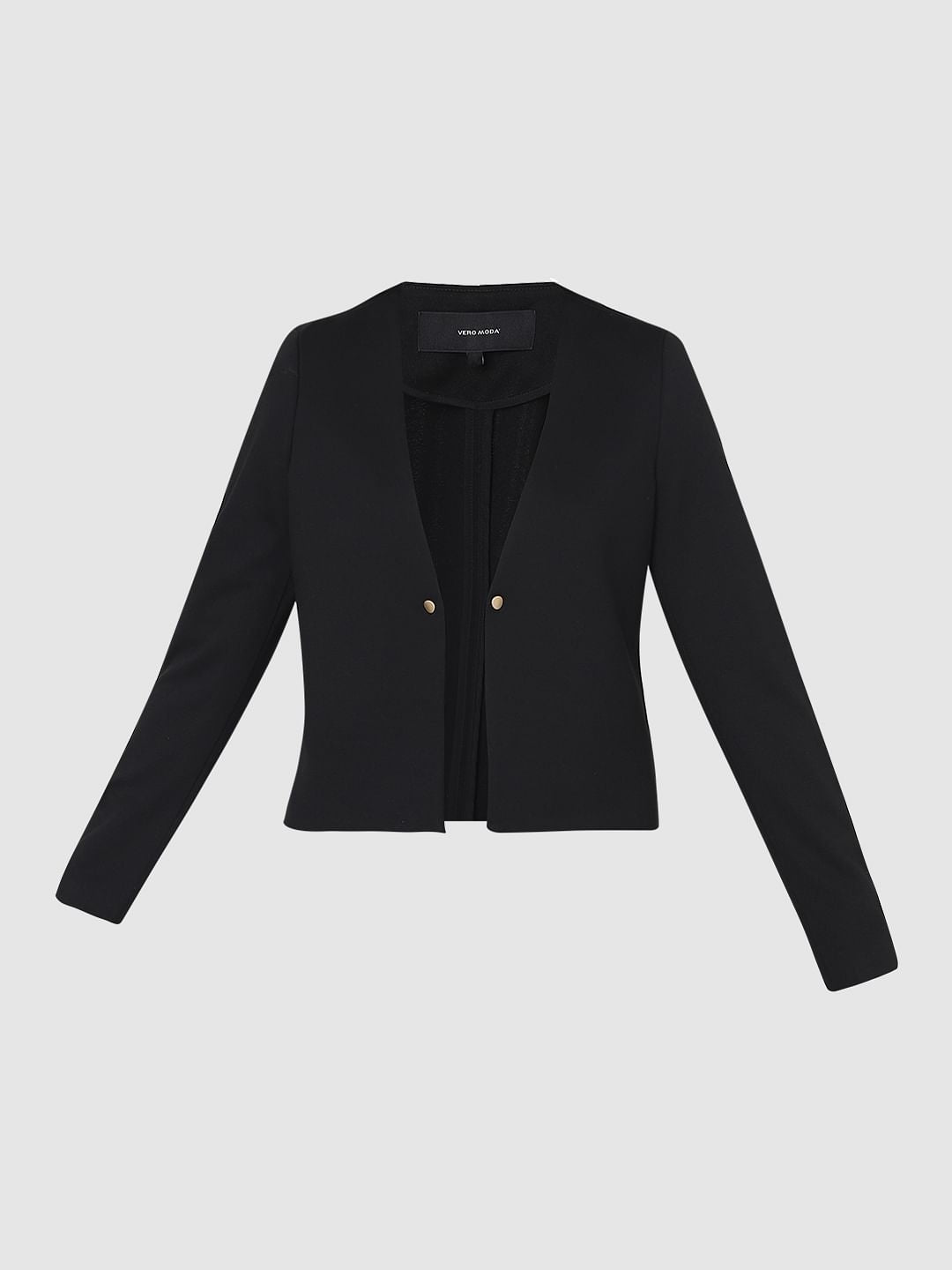 Black Front Open Blazer