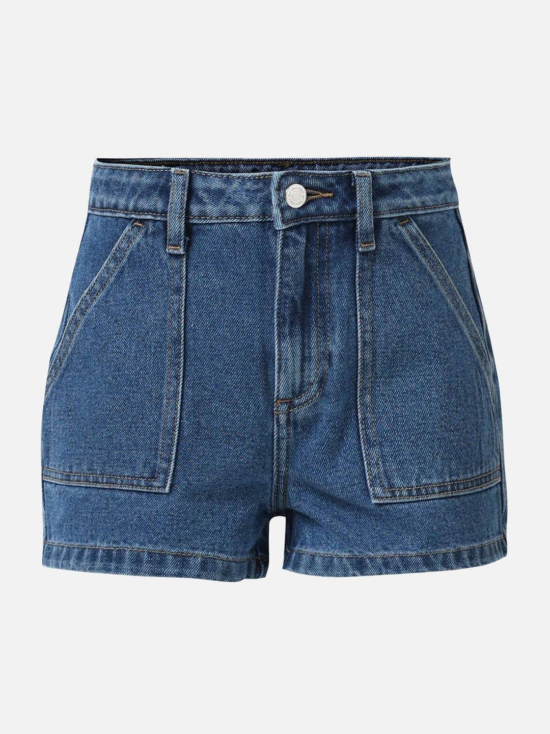 Girl Blue Mid Rise Denim Shorts