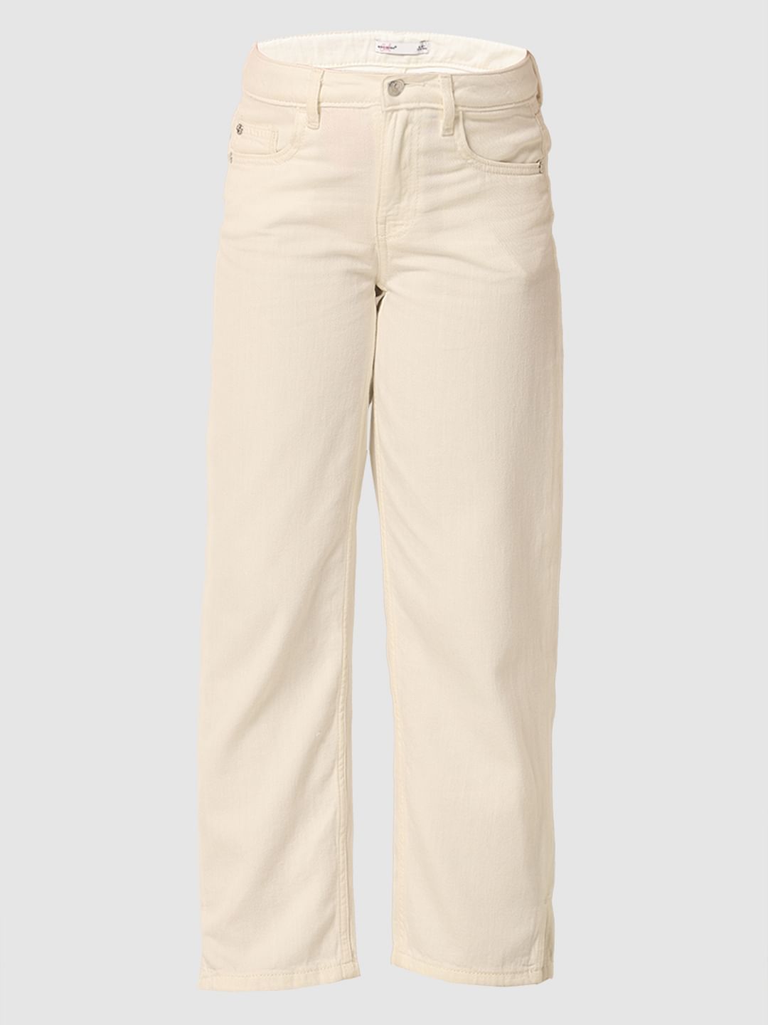 Girls White Wide Leg Jeans