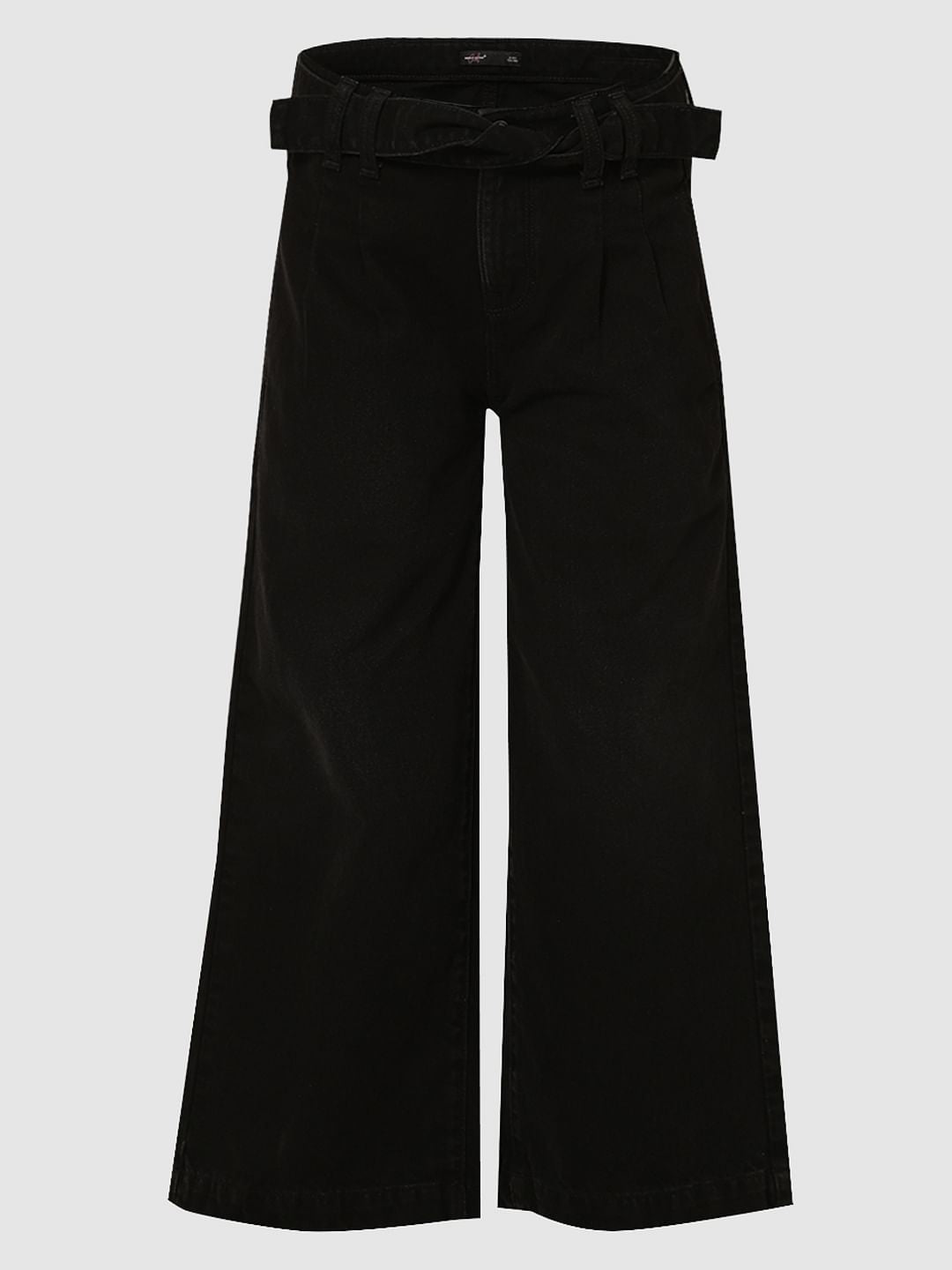 Girls Black Wide Leg Jeans