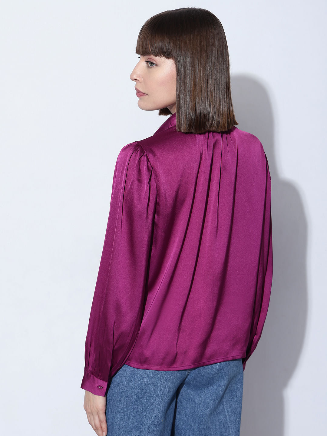 Magenta-Purple Satin Shirt