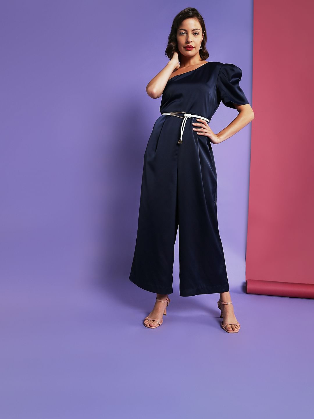 Marquee Blue One Shoulder Jumpsuit