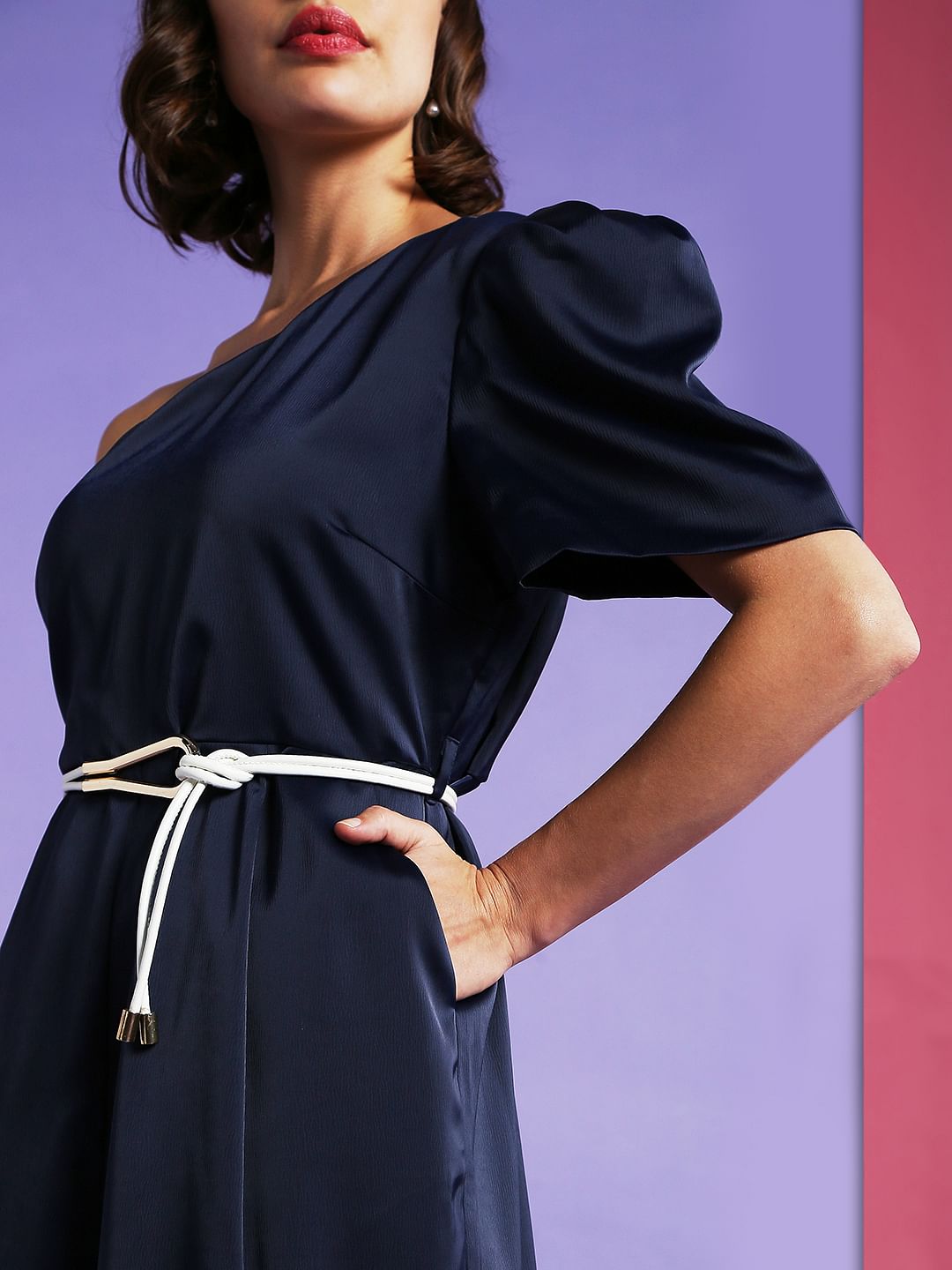 Marquee Blue One Shoulder Jumpsuit