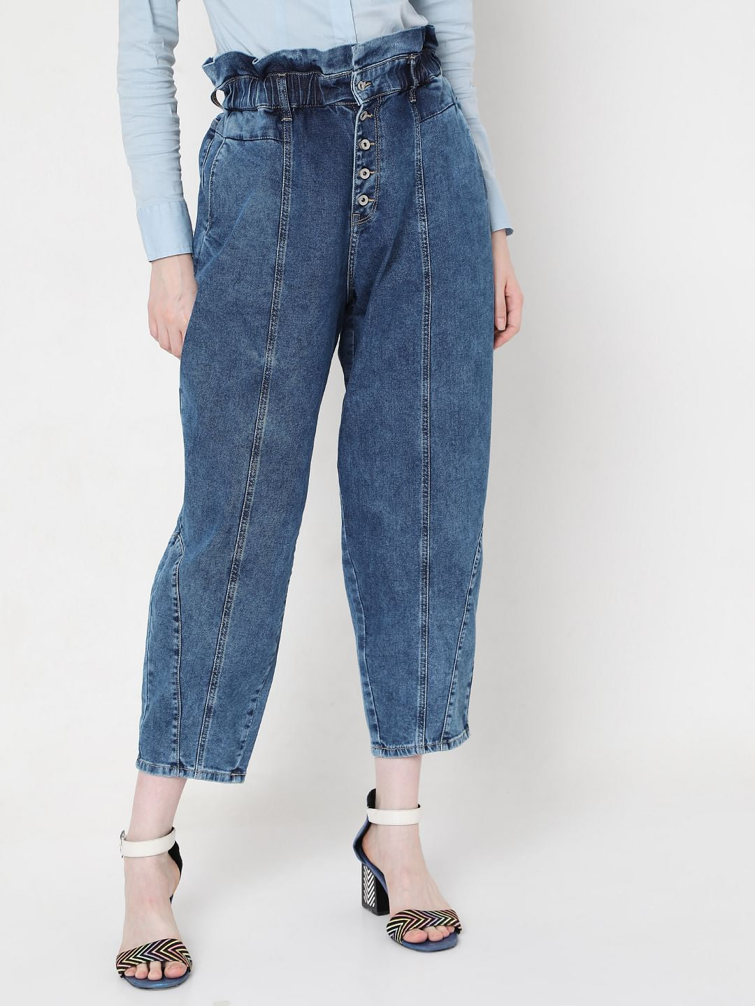 Blue High Rise Mom Jeans