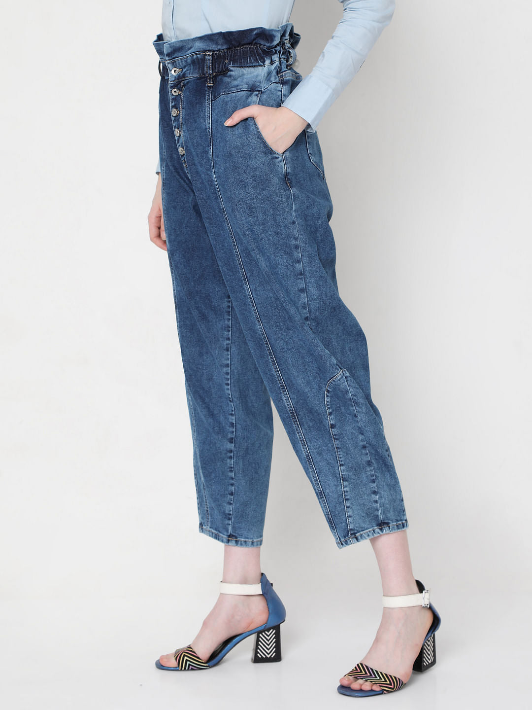 Blue High Rise Mom Jeans