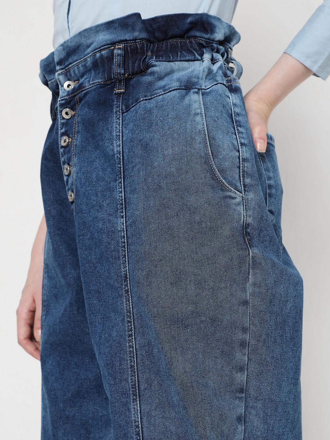 Blue High Rise Mom Jeans