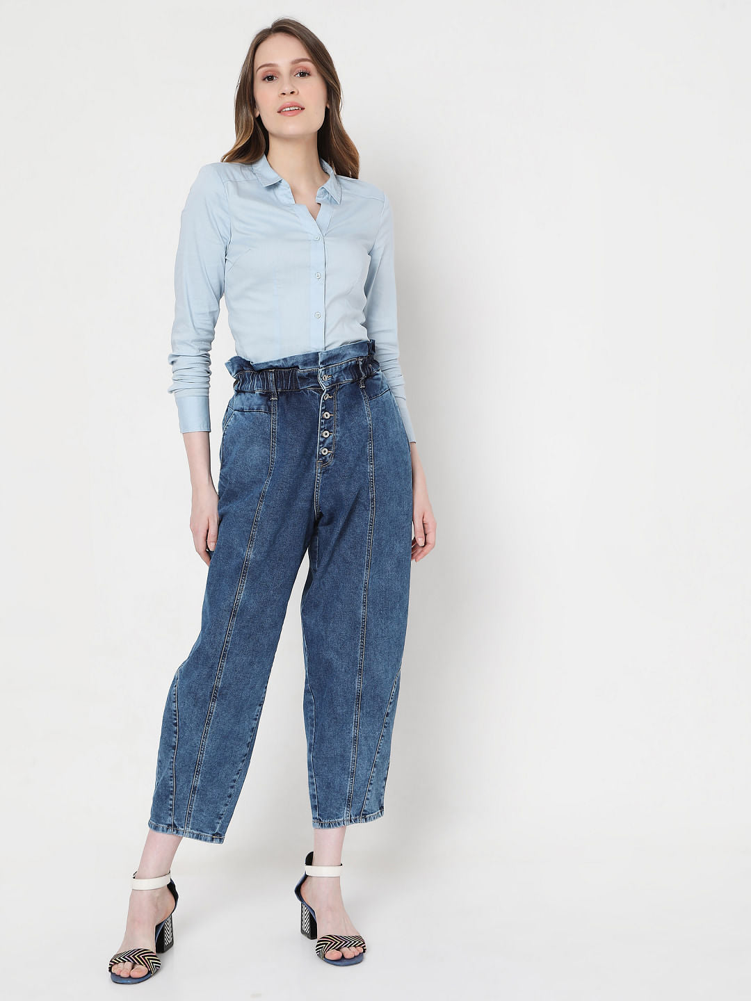 Blue High Rise Mom Jeans