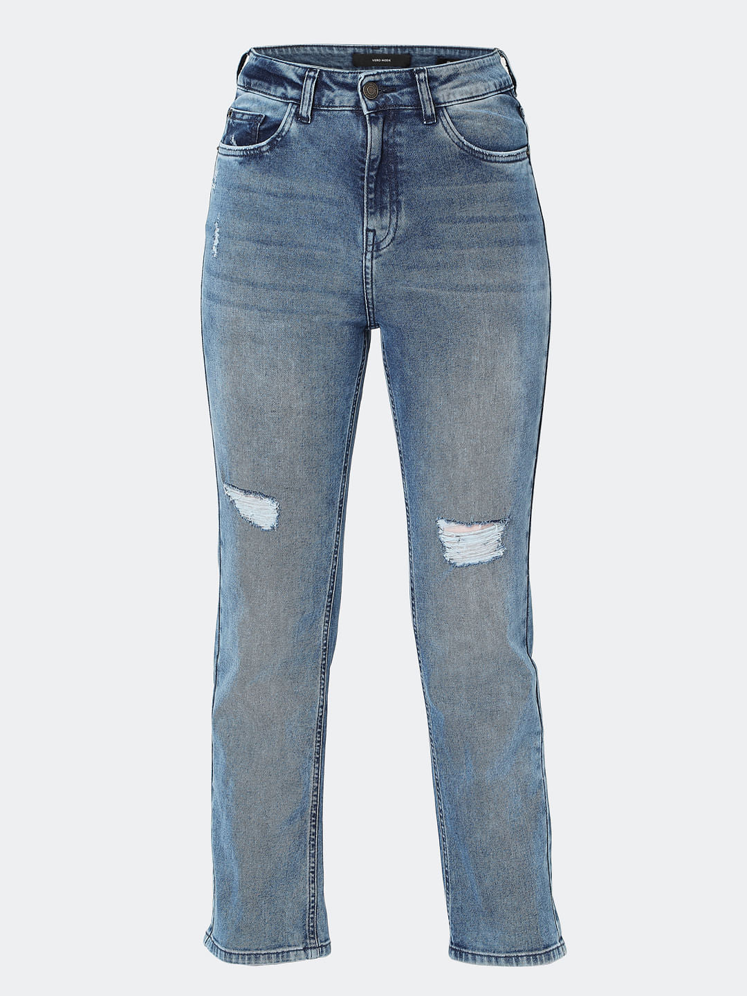 Blue High Rise Jade Straight Fit Jeans