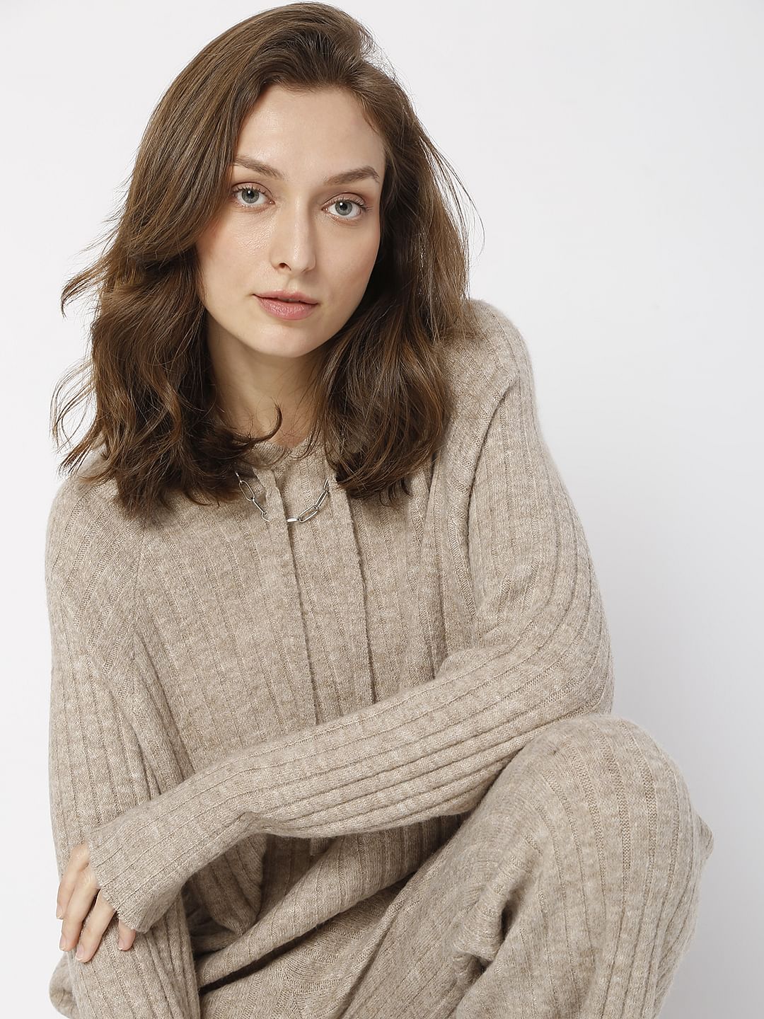 Brown Hooded Co-Ord Sweater