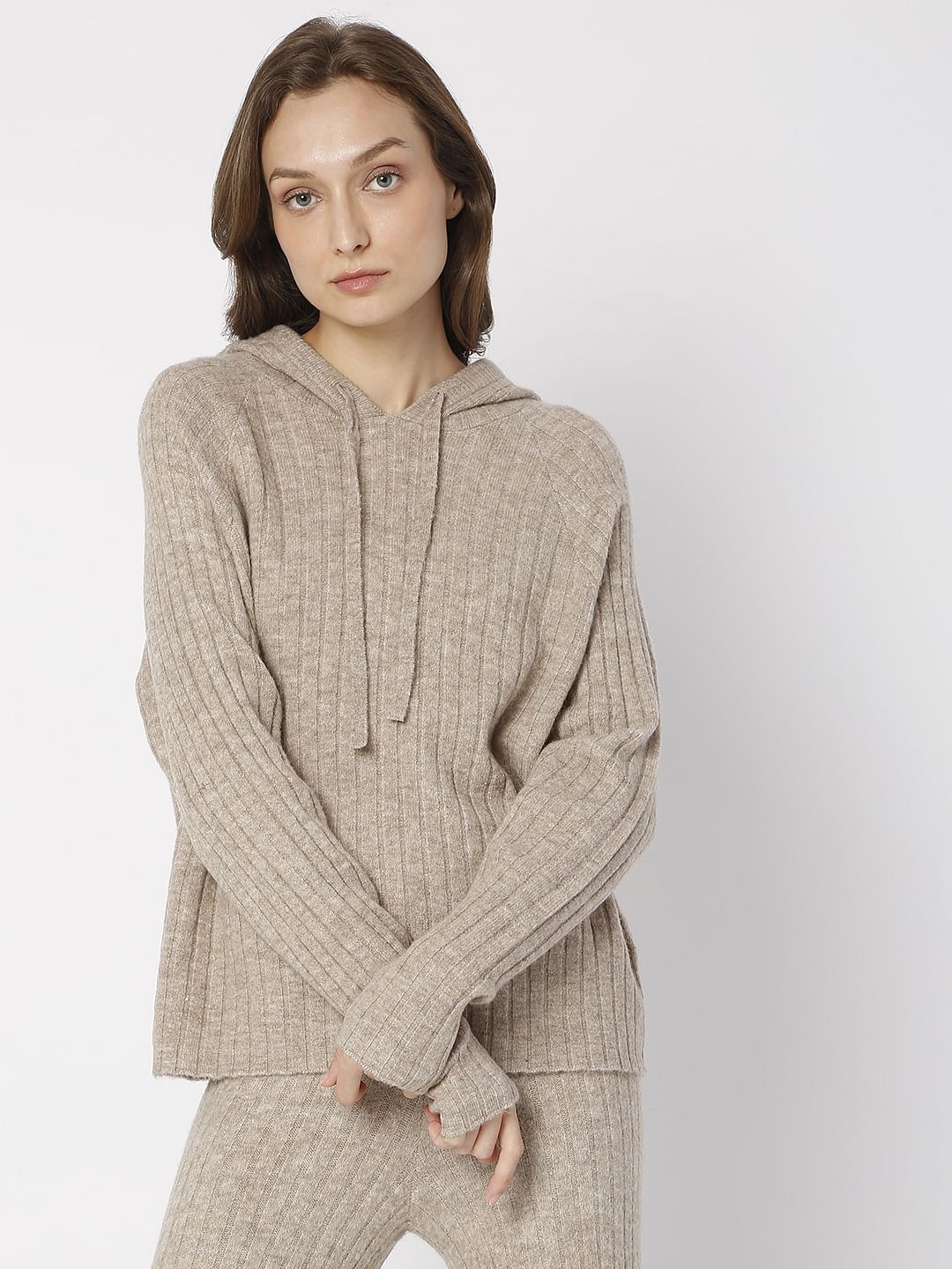 Brown Hooded Co-Ord Sweater