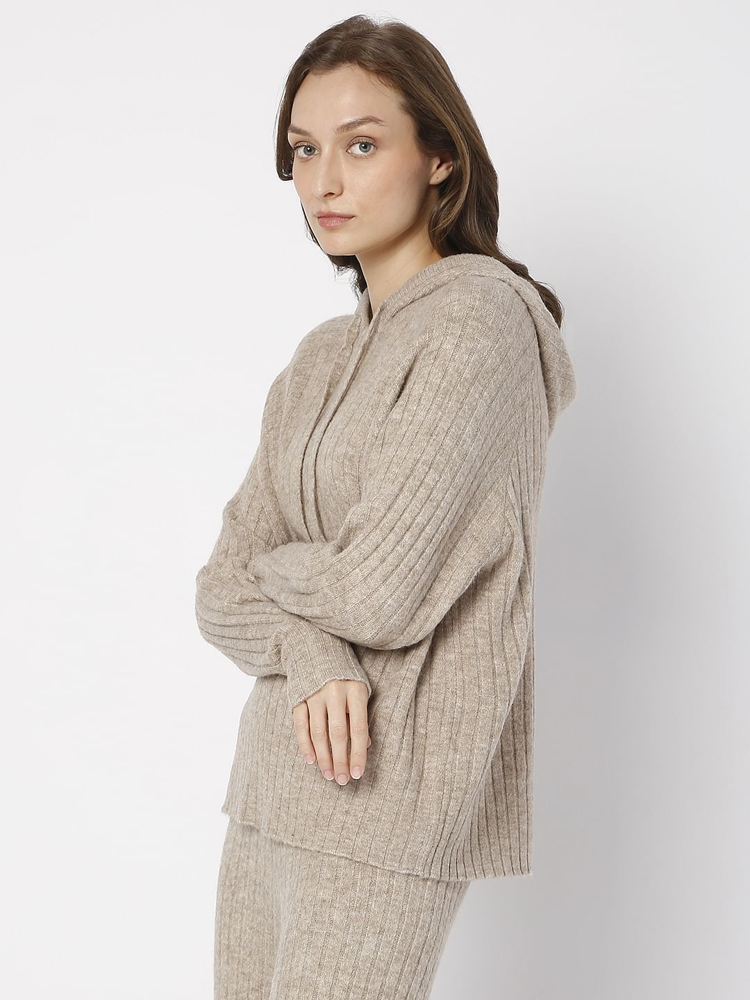 Brown Hooded Co-Ord Sweater