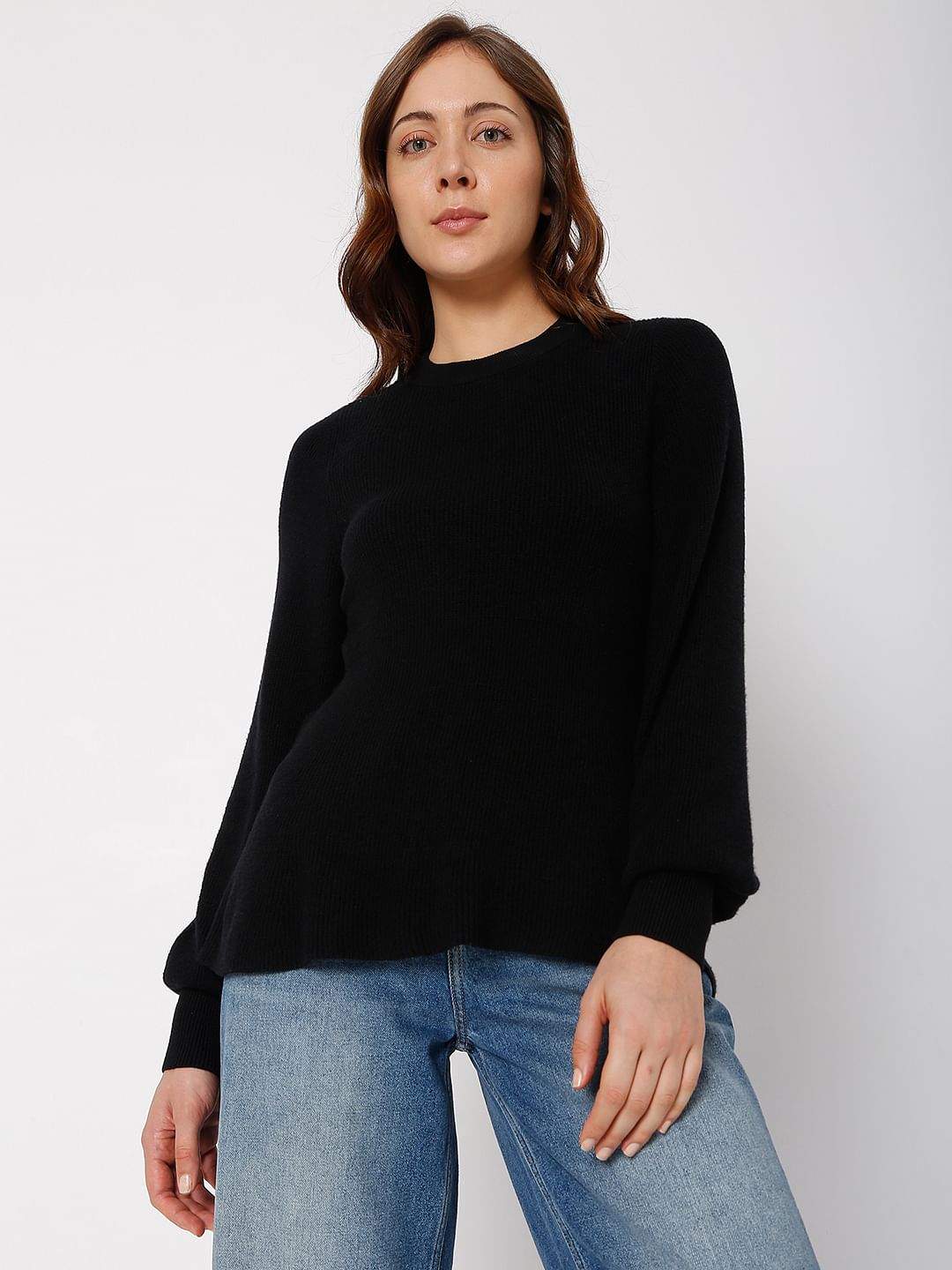 Black Peplum Pullover